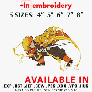 Zenitsu Sword Attack Embroidery Design 5 Sizes