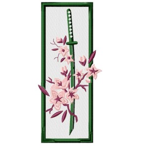 Katana Sakura Embroidery Design 3 Sizes