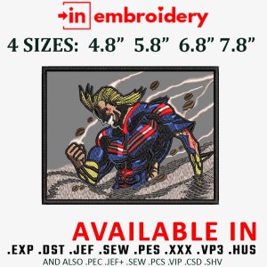 All might Embroidery Design 4 Sizes