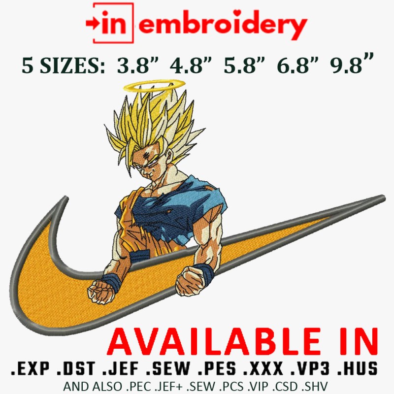 Swoosh x Goku Orange Embroidery Design 5 Sizes