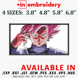 Goku Pink Hair Embroidery Design 4 Sizes