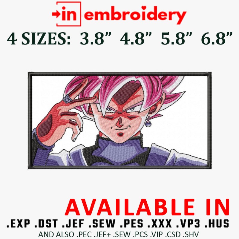 Goku Pink Hair Embroidery Design 4 Sizes