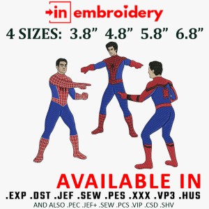 3 Spiderman Same Embroidery Design 4 Sizes