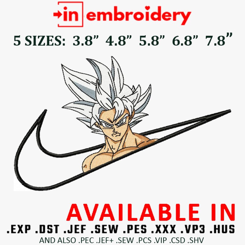 Swoosh x Goku White Hair Embroidery Design 5 Sizes