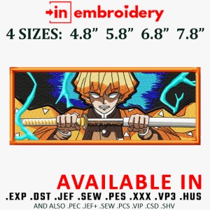 Zenitsu Agatsuma Sword Embroidery Design 4 Sizes