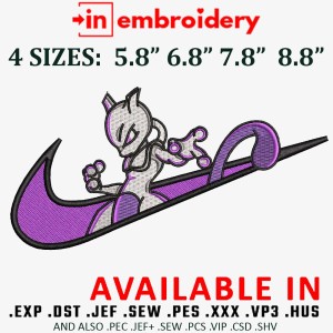 mewtwo swooch Embroidery Design 4 Sizes