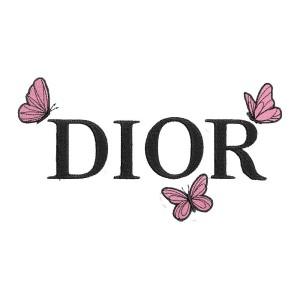 Butterfly Logo Dior Embroidery Design 3 Sizes