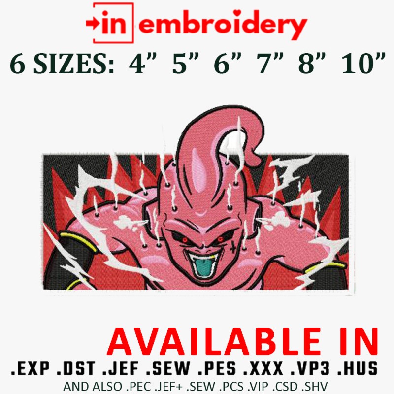 Majin Buu Embroidery Design 6 Sizes