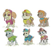 6 Paw Patrol Main Character Embroidery Designs 2 Sizes