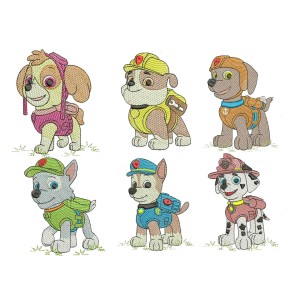 6 Paw Patrol Main Character Embroidery Designs 2 Sizes