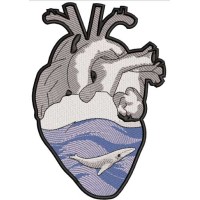 WHALE in Heart Embroidery Design 5 Sizes