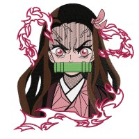 Nezuko Angry Anime Girl Embroidery Design 5 Sizes