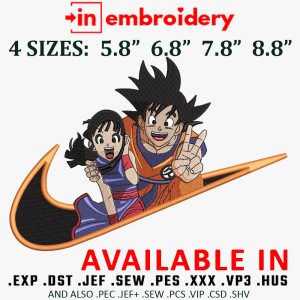Goku and Chichi Embroidery Design 4 Sizes