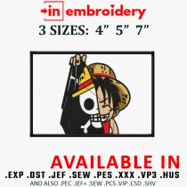 Luffy Mask Embroidery Design 3 Sizes