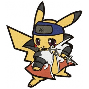 Pikatchu ninja anime embroidery design 3 sizes 