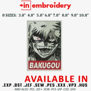 BAKUGOU Embroidery Design 8 Sizes BAKUGOU Embroidery Design 8 Sizes
