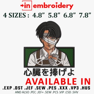 LEVI ACKERMAN Anime Embroidery Design 4 Sizes