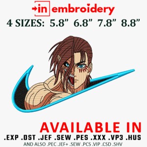 Eren Yeager Anime Embroidery Design 4 Sizes