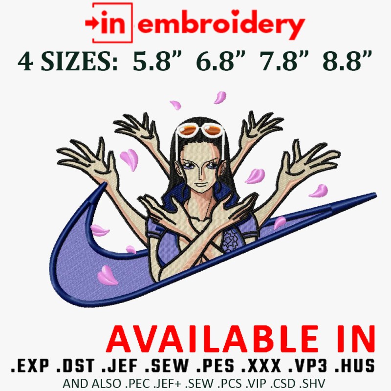 Nico Robin Anime Embroidery Design 4 Sizes