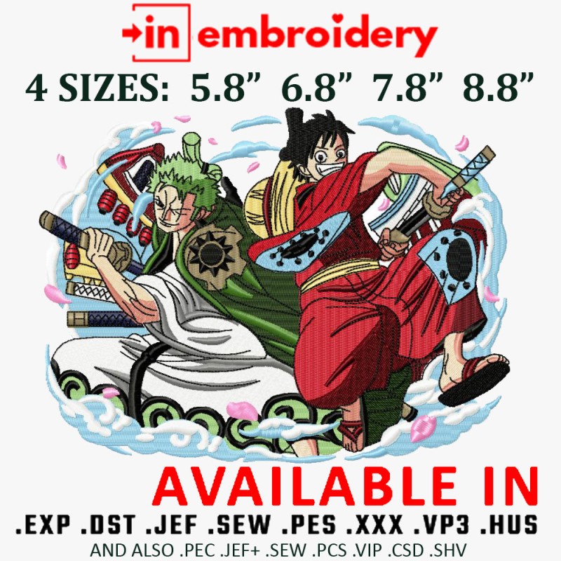 Zoro Embroidery Design File/ One Piece Anime Embroidery Desi