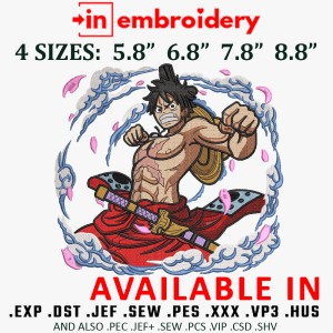 Monkey D Luffy Embroidery Design 4 Sizes