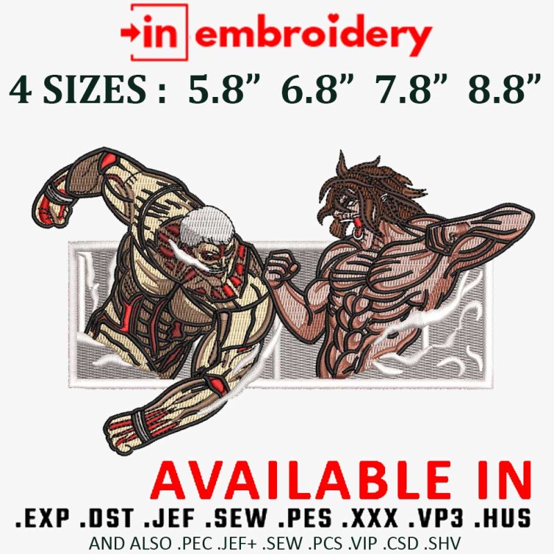 Attack On Titan Embroidery Design 4 Sizes