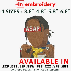ASAP Rapper Embroidery Design 4 Sizes