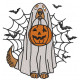 Autumn Ghost with Pumpkin Halloween Embroidery Design 3 Sizes