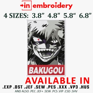 Bakugo Embroidery Design 8 Sizes