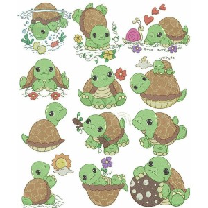 Precious Turtles Embroidery 12 Designs Pack