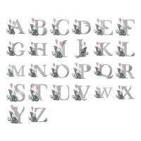 Baby Bunny Balloon Alphabet Embroidery Font