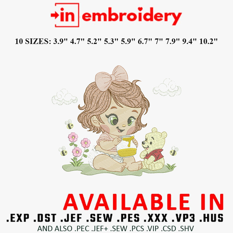 Baby Winnie the Pooh Embroidery Designs 10 Sizes