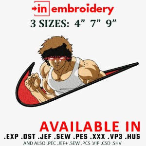 Swoosh x Baki Fit Embroidery Design 6 Sizes