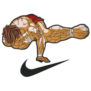 Baki hanma pose x Swoosh  Embroidery Design 3 Sizes