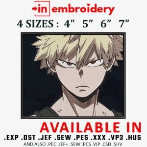 katsuki Bakugo Embroidery Design 4 Sizes