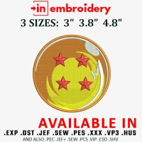 DRAGONBALL Balls Embroidery Design 3 Sizes