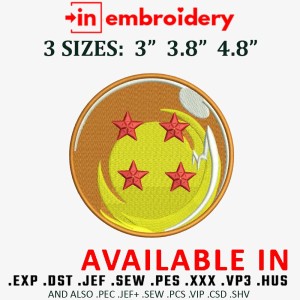 DRAGONBALL Balls Embroidery Design 3 Sizes