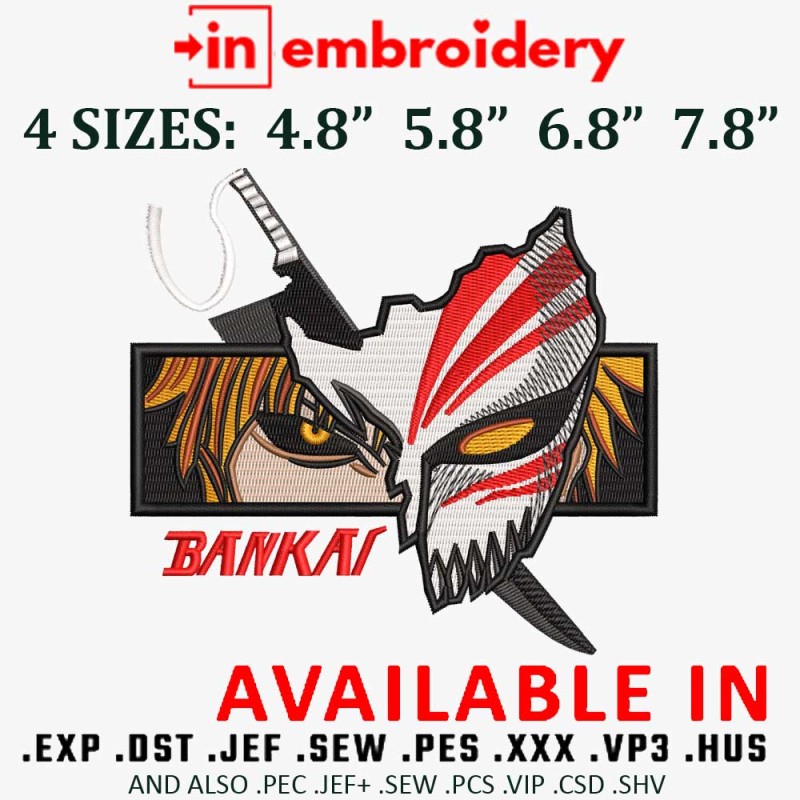 Bankai Ichigo Kurosaki Embroidery Design 4 Sizes