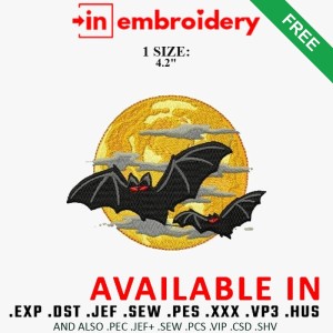Bats and Full Moon Embroidery Design – 1 Size Bats and Full Moon Embroidery Design – 1 Size