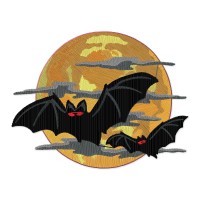 Bats and Full Moon Embroidery Design – 1 Size