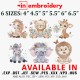 Safari Baby Animals Embroidery Designs 6 Sizes, Instant Download