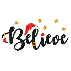 Believe Christmas Embroidery Design 5 Sizes