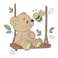 Bear on a Swing Embroidery Design 8 Sizes Free Download
