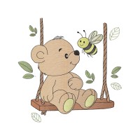Bear on a Swing Embroidery Design 8 Sizes Free Download