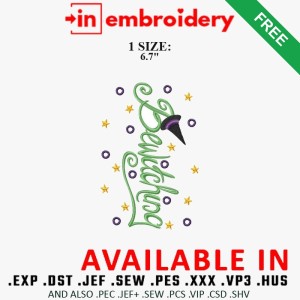 Bewitching Witch Hat Lettering Embroidery Design – 1 Size Bewitching Witch Hat Lettering Embroidery Design – 1 Size