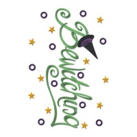 Bewitching Witch Hat Lettering Embroidery Design – 1 Size