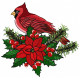Bird Cardinal and Flower Christmas machine Embroidery Design 4 Sizes