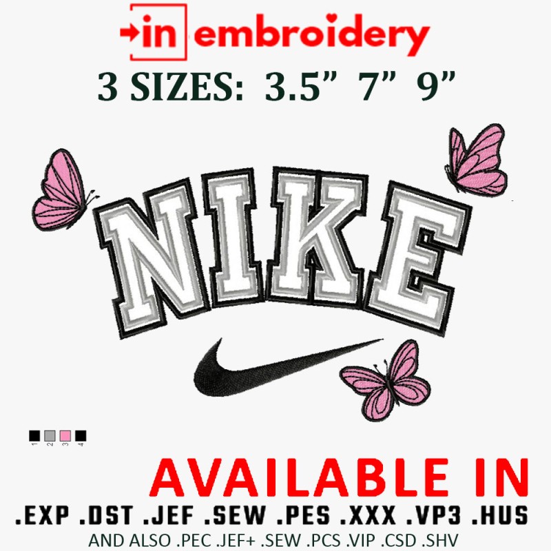 Swooch Butterfly Logo Embroidery Design 3 Sizes