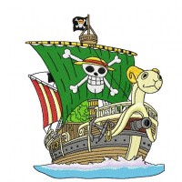Luffy Pirates Boat Embroidery Design 2 Sizes