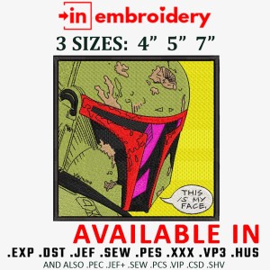 Boba Fett Embroidery Design 3 Sizes